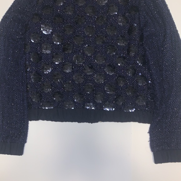 Anthropologie Elevenses Blue Sequinned Zip Up Jacket - Women’s Size XS - Picture 7 of 16